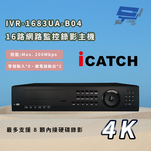 昌運監視器 ICATCH 可取 IVR-1683UA-B04 16CH 4K 16路網路監控錄影主機