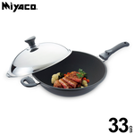Miyaco 米雅可 遠紅外線陶瓷不沾炒鍋可用鐵鏟附蓋 33cm附蓋-Leidea樂德兒, , large