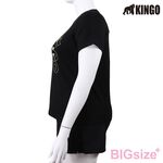 KINGO-大尺碼-女款 圓領T恤-黑-414136, , large