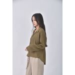 (F) new light韓牌質感綠色襯衫上衣二手衣, , large