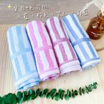 [Kaimei Cotton Industry] 6 into the group, random and excellent, MIT made in Taiwan, 26 taels of untwisted yarn straight striped towels, 4 colors, , large