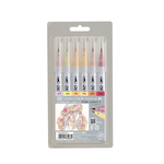 【Kuretake 吳竹】PALE COLORS I 彩繪毛筆 6色/盒 RB-6000AT/6VG(日本品牌), , large