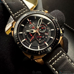 [星晴錶業]新品牌手錶,44mm,AV52662黑色錶面玫瑰金錶殼深黑色真皮皮革錶帶款, , large