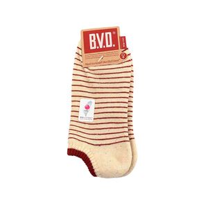 BVD條紋毛巾底女踝襪-彩麻花