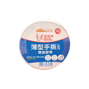 【四維】鹿頭牌 薄型手撕雙面膠帶 12mm X 15Y 24捲/盒 DSSLM(原型號DFS3)