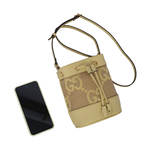 GUCCI Jumbo GG Logo Ophidia 水桶斜背包(Mini)/駝色/香蕉黃, , large