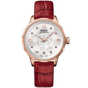 MIDO 美度 Rainflower 花雨系列機械女錶-紅x玫瑰金 M0432073611800 【母親節廣告款】