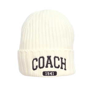 COACH 1941 刺繡羊毛毛帽/白色