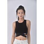 (S) 【安于晴Charlene私服】tergoly質感修身短版無袖黑色上衣二手衣, , large