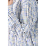 (L) uniqlo排扣格紋藍色襯衫上衣二手衣, , large