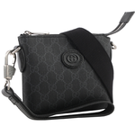 GUCCI Interlocking G 標誌附手提把迷你郵差包/黑灰色, , large
