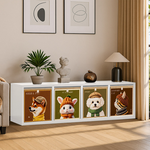 【AOTTO】落地鐵製布藝四格收納櫃(AL-701), , large