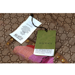 GUCCI GG Logo 花卉圖案羊毛披肩/圍巾/米色/紫紅色, , large