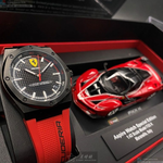 [星晴錶業]FERRARI手錶,42mm,FE00002黑色錶面黑錶殼紅矽膠錶帶款, , large
