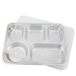 優得304不鏽鋼輕食餐盤-5格-附蓋-2組, , large