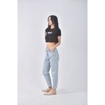 (S) meier q高腰丹寧牛仔質感棉質藍色長褲二手衣, , large