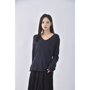 (S) giordano ladies質感羊毛V領藍色長袖上衣二手衣