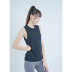 YOGA FLOW Freedom Tank(L) - 圓領拼接長板罩衫 - 烏漆黑 Black, , large