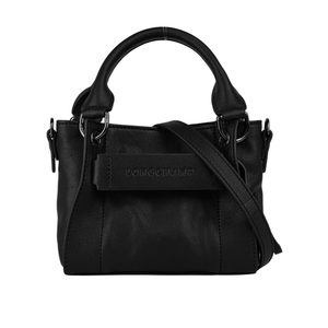 LONGCHAMP 3D XS Logo 壓印小牛皮迷你二用包/黑色