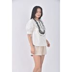 (S) self portrait質感棉質木耳邊白色短袖上衣二手衣, , large