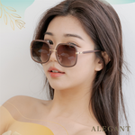 韓流時尚沐稻棕微方圓弧設計墨鏡/UV400太陽眼鏡〔ALEGANT〕, , large