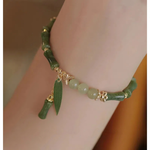 【A&R】招財開運 天然和田玉+竹節橄欖石手鍊附精美禮盒, , large