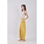 (2XL) etaris steage高腰質感棉質黃色長褲二手衣, , large