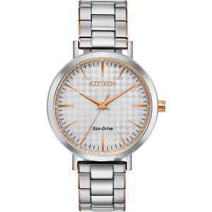 CITIZEN 星辰 光動能格紋女錶-36.5mm(EM0766-50A)