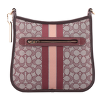 COACH Dempsey 緹花拼皮革條紋斜背包/酒紅色, , large