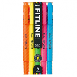 【 Pentel 飛龍 】FITLINE 雙頭螢光筆 3.5/1.0mm 五色/套 SLW11-5T