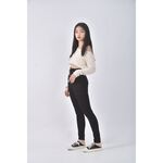 (L) 高腰丹寧牛仔質感高腰黑色長褲二手衣, , large