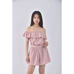 (S) shein高腰綁帶粉色連身裝二手衣, , large