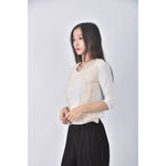 (S) 透紗白色長袖上衣二手衣, , large