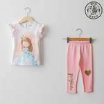 【SOLO Vintage】LCW Baby Toddler Little Princess Dream Short & T-Shirt Set Girl Pajamas Set Children's Clothing Made in Turkey 6-9m, , large