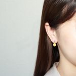 【Angel & Me】羅盤 指北針 s925 純銀 厚鍍 24k純金 耳環 一對, , large