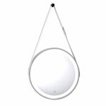 【H&R安室家】 里昂皮帶 智能LED發光觸控燈鏡(掛鏡/浴鏡/化妝鏡/鏡子) ZA0200, 咖啡色, large
