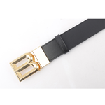 BALLY B-BUCKLE 3.5cm 金釦小牛皮皮帶/黑色, , large