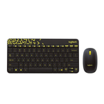 【 Logitech 羅技 】MK240 NANO 黑色/黃邊 無線 鍵盤滑鼠組 防濺設計 舒適打字, , large