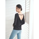 YOGA FLOW Soft(L)Sleeve - 後背優雅垂墜罩衫 - 烏漆黑 Black, , large