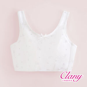 可蘭霓Clany 小貓咪冰礦涼感無鋼圈少女S-Q/2XL 學生內衣 成長型內衣 8038-22 白色 胸衣  背心