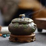 【A&R】招財開運 陶瓷好運連連 蓮花香爐 - 古陶蓮花, , large