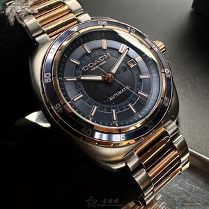 [星晴錶業]COACH手錶,46mm,CH00214寶藍色錶面玫瑰金錶殼金銀相間精鋼錶帶款