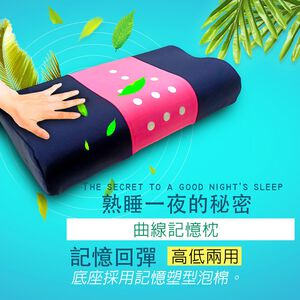 金德恩 GS MALL 台灣製造 曲線塑型透氣記憶枕 附枕頭套  彈性枕 記憶枕 透氣枕 塑型枕 寢具 床飾 曲線枕