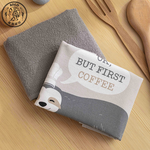 【SOLO Vintage】LCW Home Cute Sloth Kitchen Towel 40x60cm Two Piece Set 100% Cotton Made in Turkey, , large