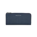 Michael Kors 銀字Logo 防刮皮革L型拉鍊長夾(海軍藍), , large
