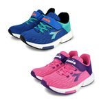 DIADORA迪亞多那 兒童專業慢跑鞋 童運動鞋 童鞋 魔鬼氈 輕量 透氣 保護後跟 吸震 減壓 健康鞋墊 止滑 藍 桃, , large