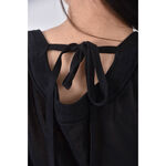 (M) 綁帶 、落肩黑色長袖上衣二手衣, , large