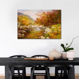【御畫房】金秋溪水 國家一級畫師手繪油畫60×90cm(VF-08)