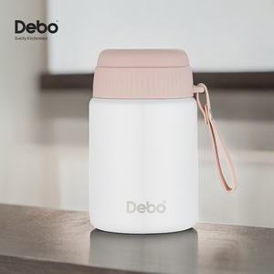 Debo隨行真空保溫燜燒罐600ml 粉白 304不鏽鋼