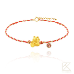 【TLH】黃金墜編織手鍊 純金999 多選 招財貓幸運紅繩&times;誕生石 約重0.02錢&plusmn;0.01, , large